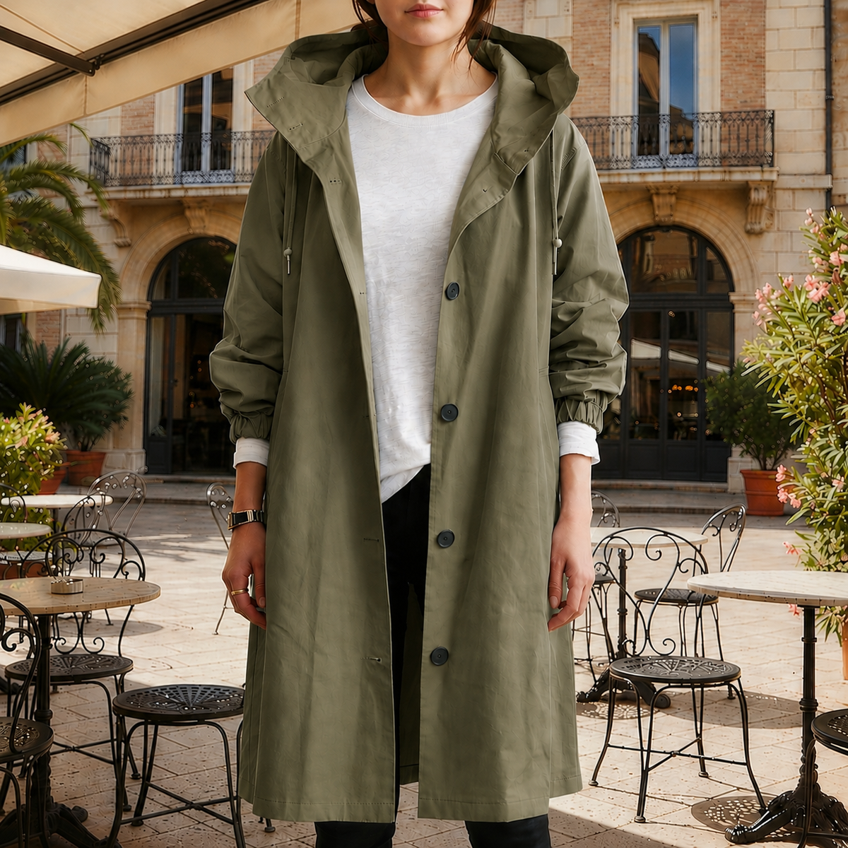 Waterproof Trench Coat with Hood Refined Silhouette – Marlowe