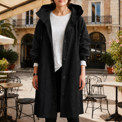 Waterproof Trench Coat with Hood Refined Silhouette – Marlowe
