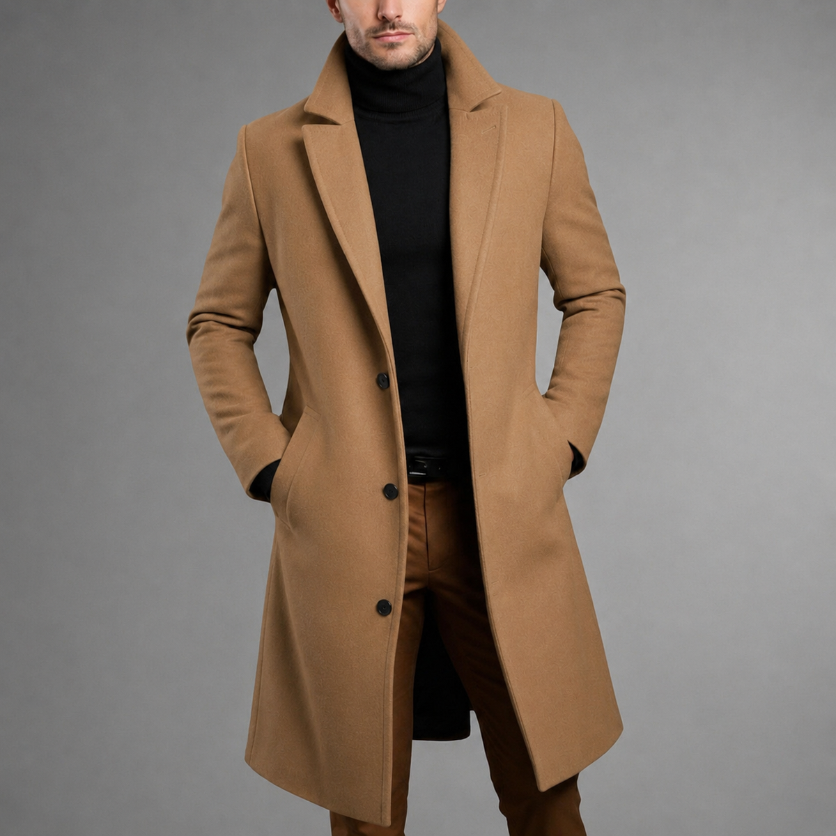 Men's Wool Blend Long Overcoat Slim Fit – Alistair