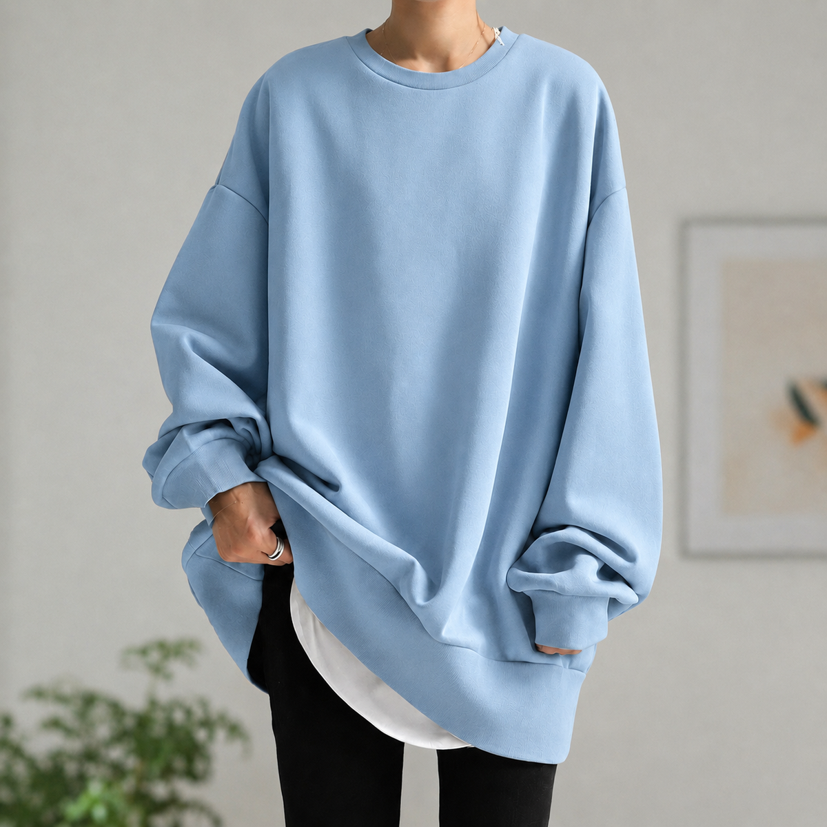 Women's Oversized Cotton Blend Tunic Sweater – Elara