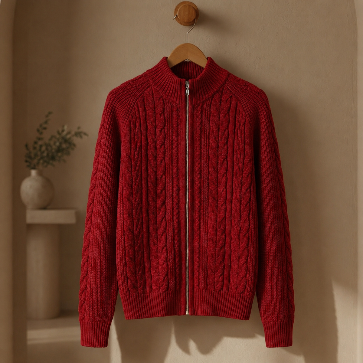 Women's Knitted Cardigan Jacket Cotton Blend Zip Front – Elara