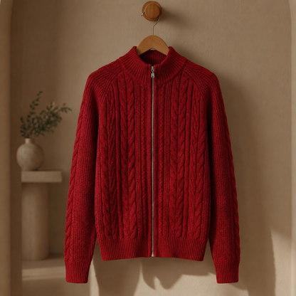 Women's Knitted Cardigan Jacket Cotton Blend Zip Front – Elara