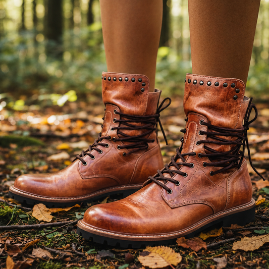 Lace-Up Faux Leather Boots for Women – Elara