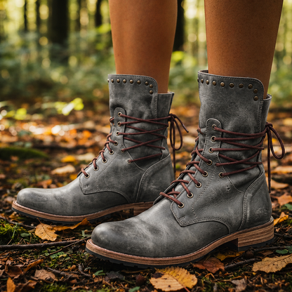 Lace-Up Faux Leather Boots for Women – Elara