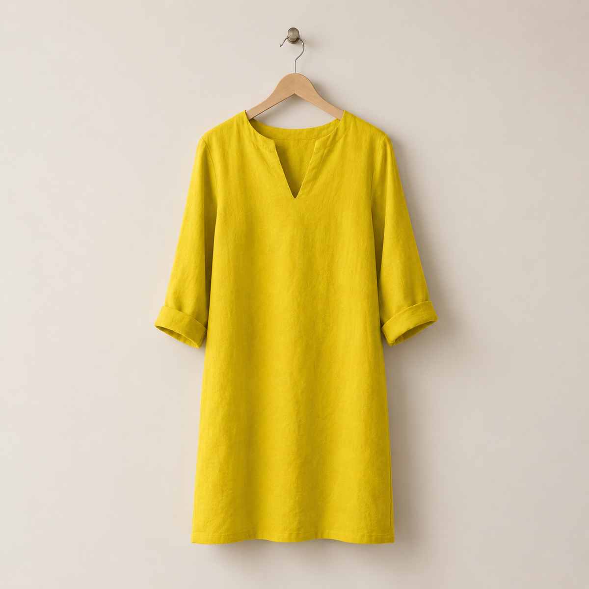 Women's Linen Midi Dress V-Neck Flowing Silhouette – Aurelia