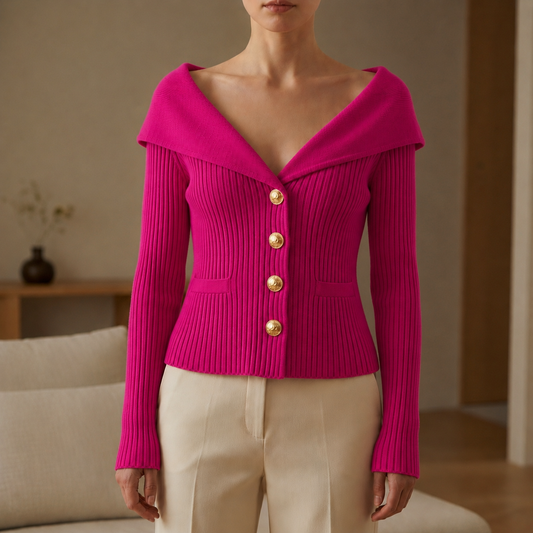 Women's Ribbed Knit Cardigan Short Soft Knit Blend – Elara