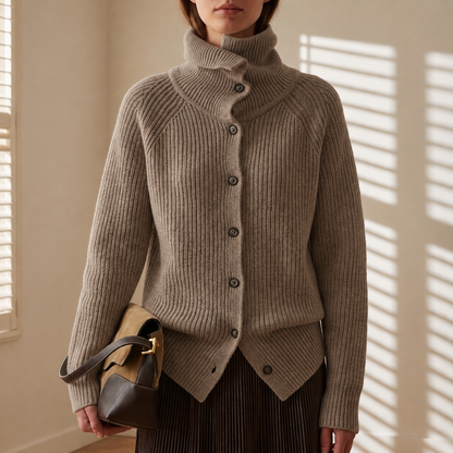 Women's Knit Cardigan Soft Turtleneck Blend – Elara