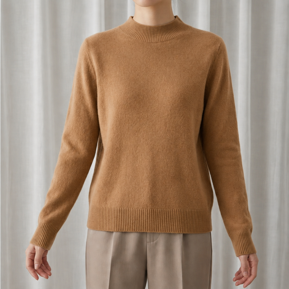 Women's Cashmere Blend Mock Neck Sweater – Elara