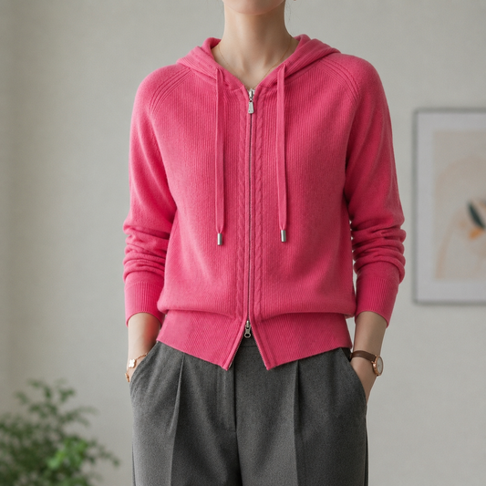 Knit Zip Hoodie Cashmere Blend Refined Comfort – Elara