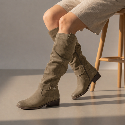 Knee High Suede Style Boots Faux Leather Slouch Fit – Marlowe