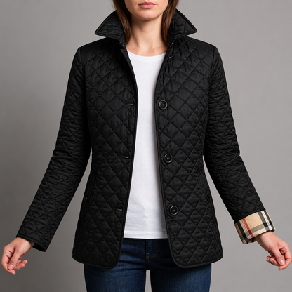 Quilted Jacket for Women Diamond Stitch Slim Fit Polyester – Elara