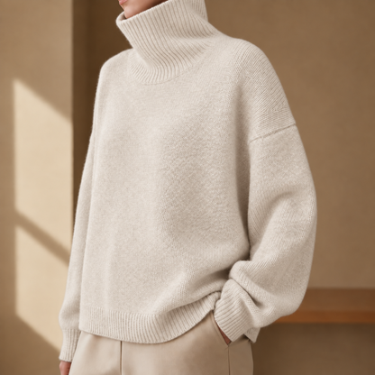 Women's Cashmere Blend Turtleneck Sweater Oversized Relaxed Fit – Elara