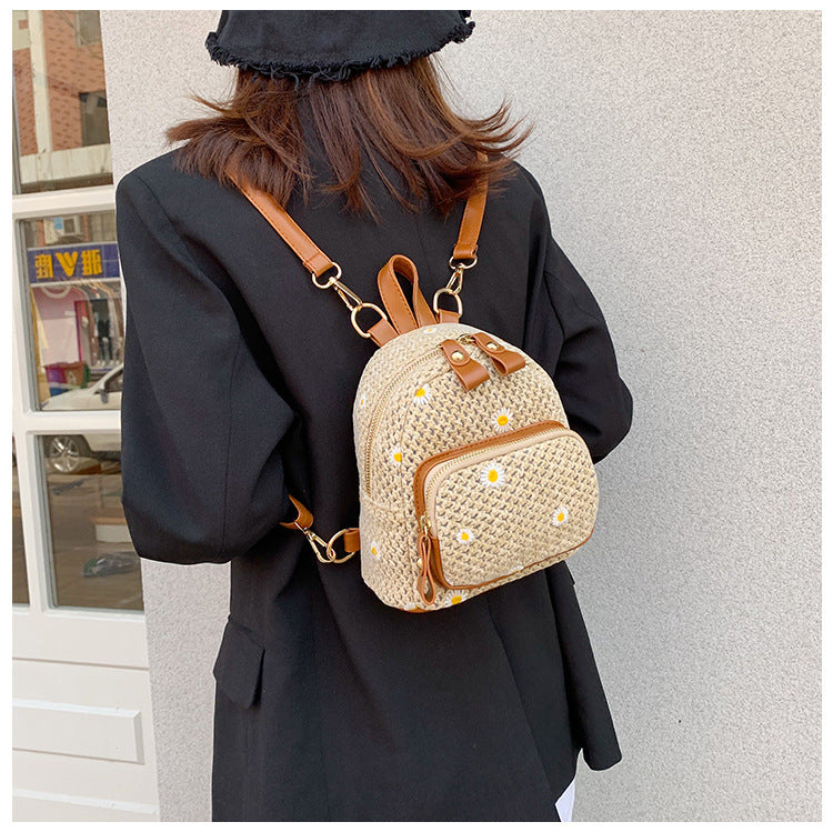 Embroidered Canvas Backpack with Floral Detail – Solana