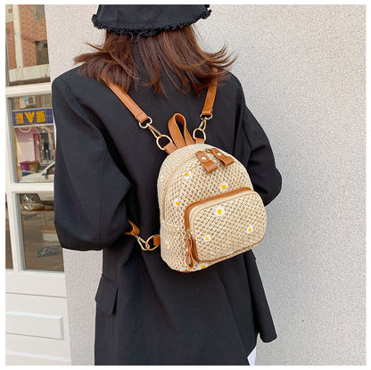 Embroidered Canvas Backpack with Floral Detail – Solana
