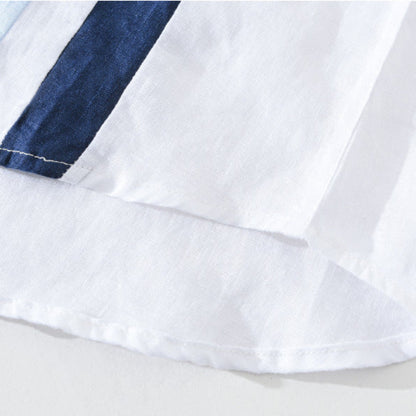 NEVO Gossamer Linen Shirt with Vertical Pattern