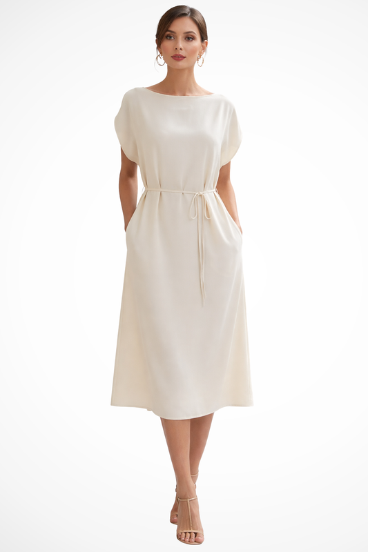 Waverley Women’s Summer Batwing Sleeve Tie Waist Wedding Guest Midi Dress