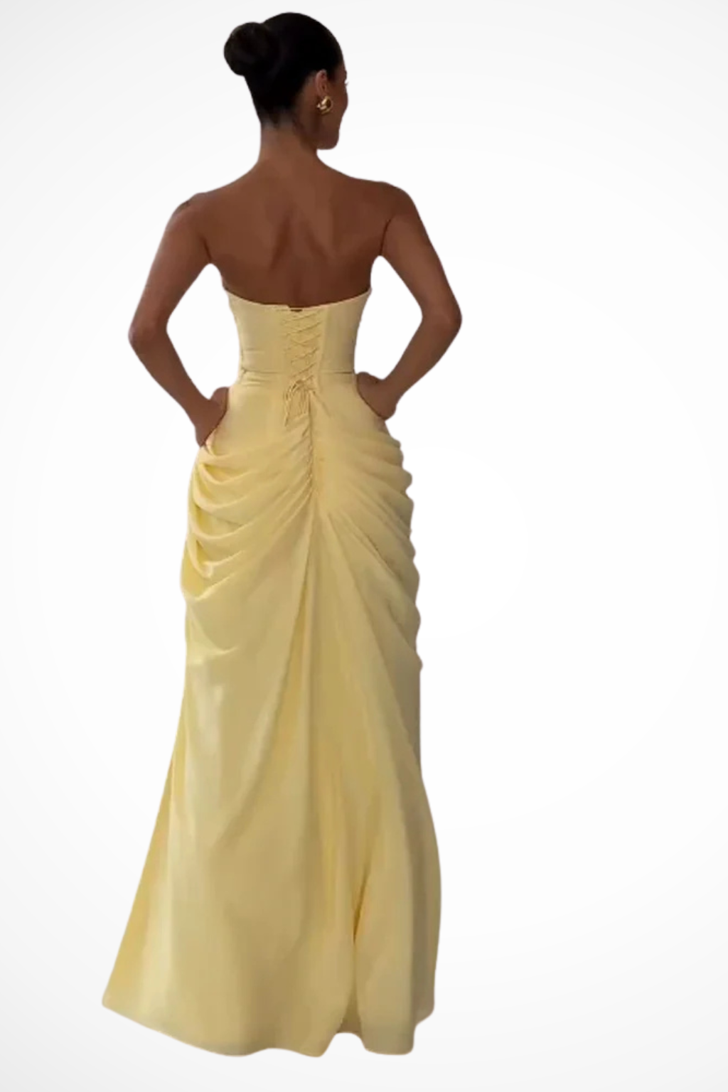Seraphine | Strapless Ruched Maxi Dress with Side Slit for Summer Wedding Guests