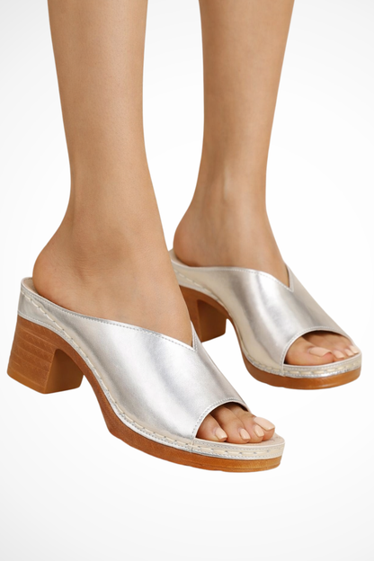 Women’s Open Toe Block Heel Mules – Platform Slip-On Sandals