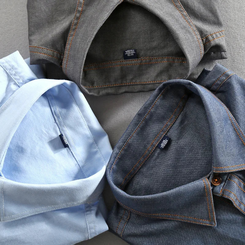 Nicolas Vintage Style Shirt with Dual Chest Pockets and Contrast Stitching