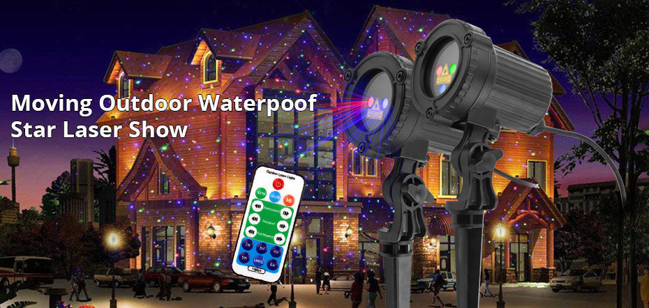 Halloween Outdoor Moving Laser Light Projector Waterproof Garden Decoration with Red, Green, and Blue Dots for Spooky Displays