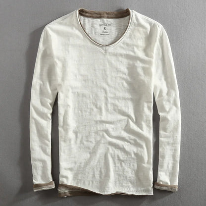Nightfall V-Neck Shirt with White Trim – Comfortable Casual Tee