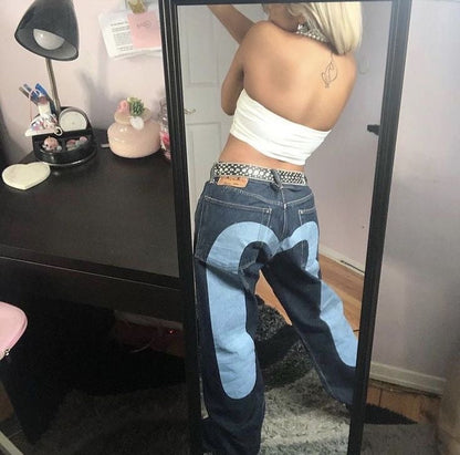 Jean large d’inspiration rétro pour femmes - Taille mi-haute, coupe évasée confortable pour un style quotidien