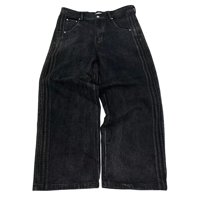 Jean large unisexe Y2K avec broderie croix - Coupe ample confortable, disponible en tailles S à 3XL