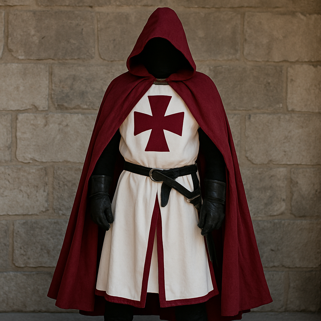 Knights Templar | Medieval Crusader Costume for Adults with Tunic & Hooded Cape