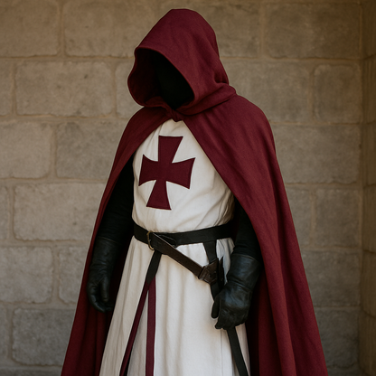 Knights Templar | Medieval Crusader Costume for Adults with Tunic & Hooded Cape
