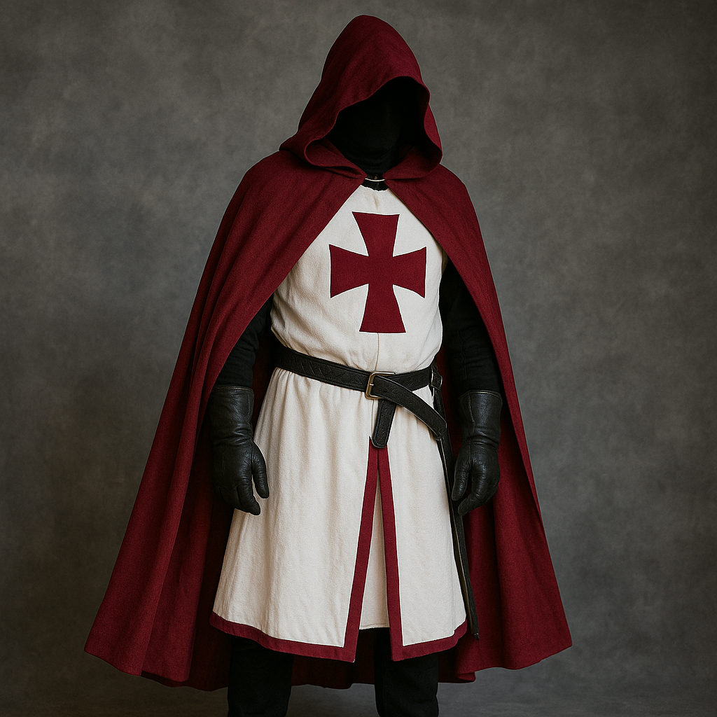 Knights Templar | Medieval Crusader Costume for Adults with Tunic & Hooded Cape