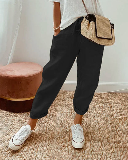 Pantalon en lin respirant à coupe décontractée pour femmes – Léger et parfait pour un usage quotidien
