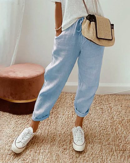 Pantalon en lin respirant à coupe décontractée pour femmes – Léger et parfait pour un usage quotidien