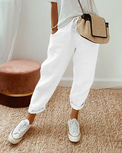 Pantalon en lin respirant à coupe décontractée pour femmes – Léger et parfait pour un usage quotidien