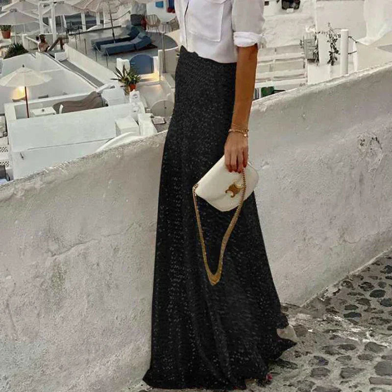 Jupe longue élégante à sequins pour femmes – Design fluide et tissu confortable pour les occasions spéciales