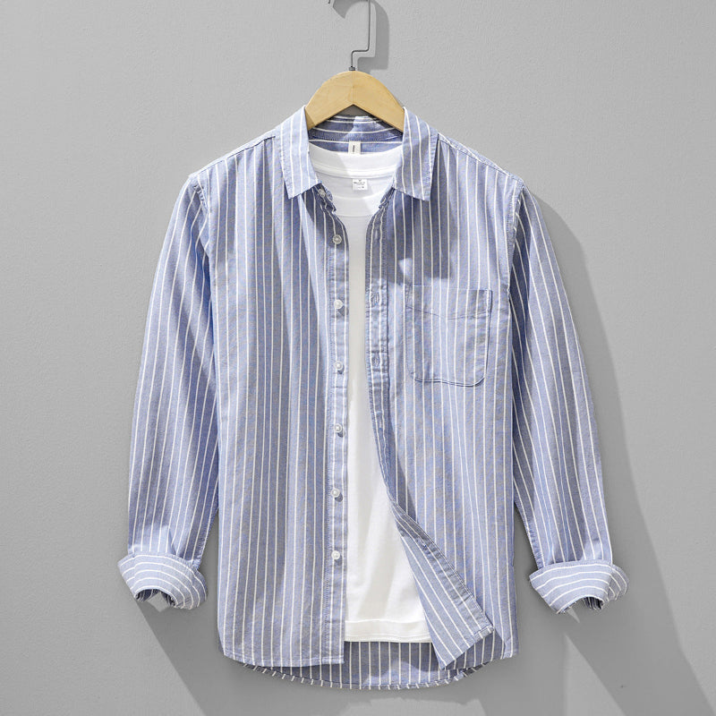 Bellezza Gossamer Linen Shirt with Soft Vertical Stripes