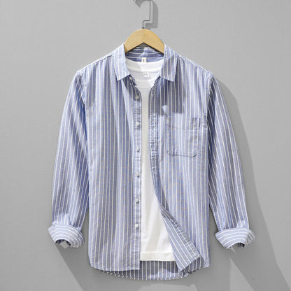 Bellezza Gossamer Linen Shirt with Soft Vertical Stripes