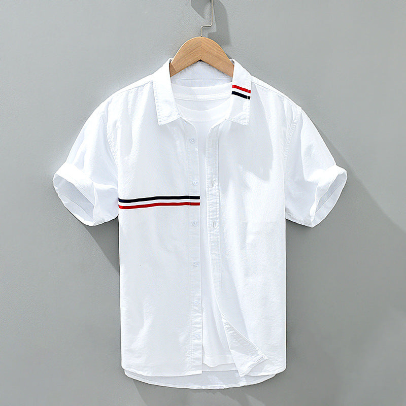 Zen Lightweight Gossamer Linen Shirt with Chest Stripe