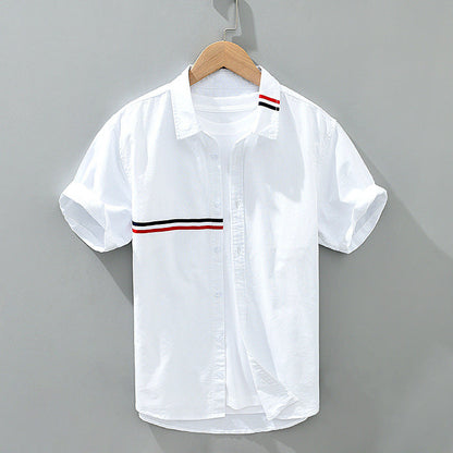 Zen Lightweight Gossamer Linen Shirt with Chest Stripe