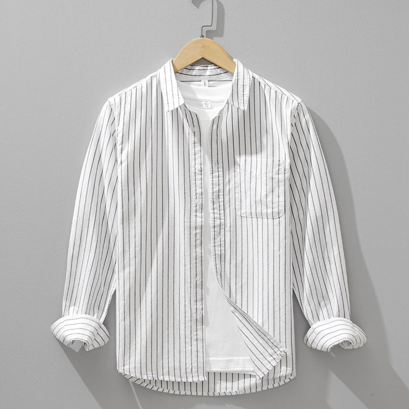 Bellezza Gossamer Linen Shirt with Soft Vertical Stripes