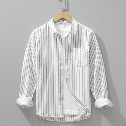 Bellezza Gossamer Linen Shirt with Soft Vertical Stripes