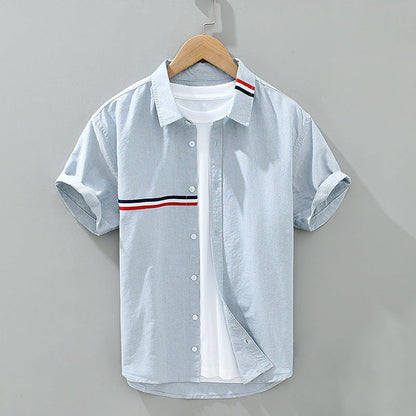 Zen Lightweight Gossamer Linen Shirt with Chest Stripe