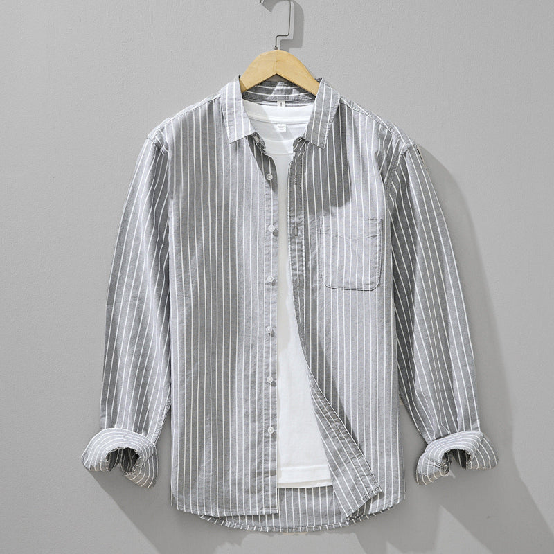 Bellezza Gossamer Linen Shirt with Soft Vertical Stripes