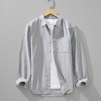 Bellezza Gossamer Linen Shirt with Soft Vertical Stripes