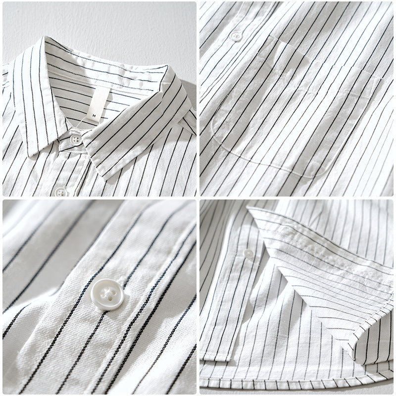 Bellezza Gossamer Linen Shirt with Soft Vertical Stripes
