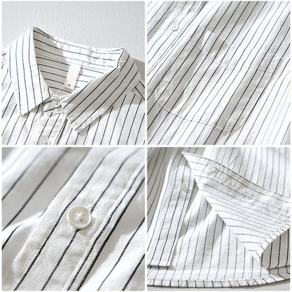 Bellezza Gossamer Linen Shirt with Soft Vertical Stripes
