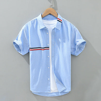 Zen Lightweight Gossamer Linen Shirt with Chest Stripe