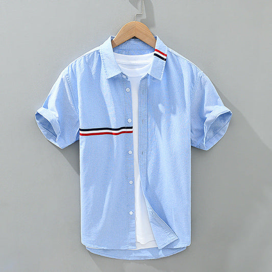 Zen Lightweight Gossamer Linen Shirt with Chest Stripe