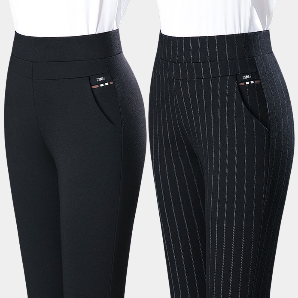 Pantalon stretch noir taille haute pour femmes - Confortable et polyvalent pour bureau ou tenue décontractée, tailles M-4XL