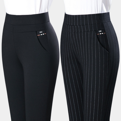 Pantalon stretch noir taille haute pour femmes - Confortable et polyvalent pour bureau ou tenue décontractée, tailles M-4XL