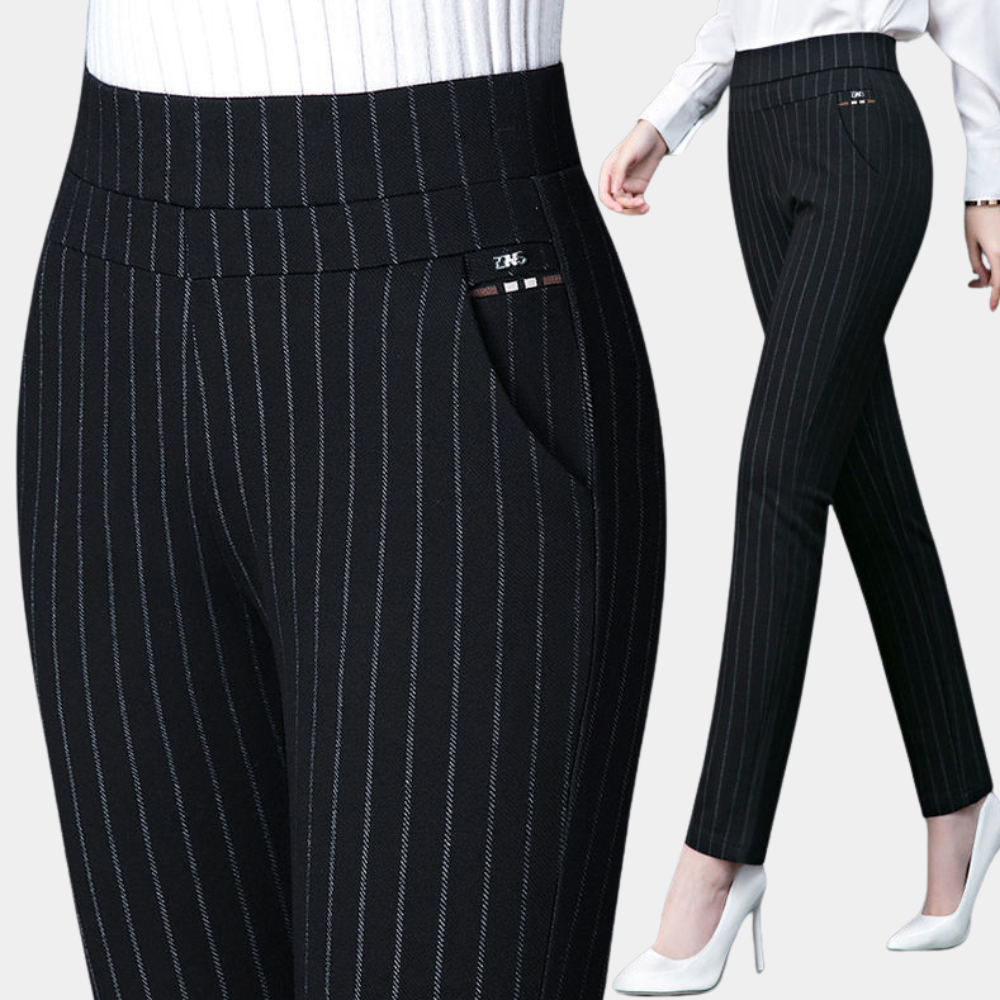 Pantalon stretch noir taille haute pour femmes - Confortable et polyvalent pour bureau ou tenue décontractée, tailles M-4XL